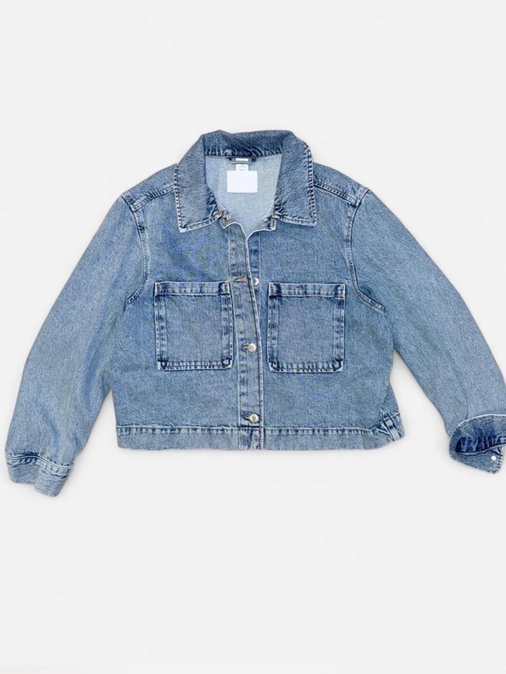 H&M Blue Boxy Cropped Denim Jacket Size M